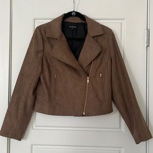 Suede Jacket, Brown/Gray, small